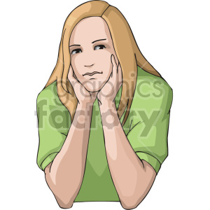 girl in deep thought clipart.