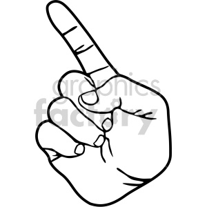 hand sign one black white clipart.