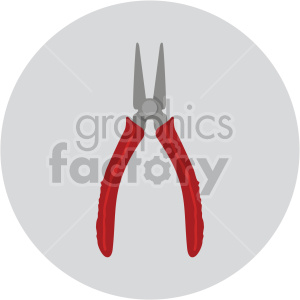 clipart - needle nose pliers on circle background.