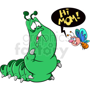 caterpillar and baby butterfly cartoon clipart.