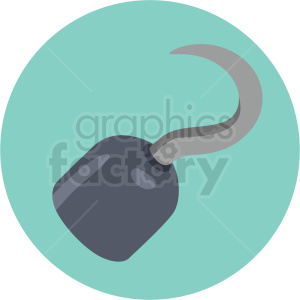 pirate hook hand vector clipart on circle background .