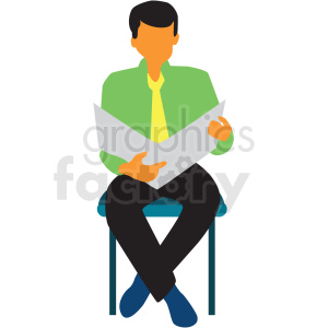 man sitting reading newspaper clipart. Royalty-free icon # 409640