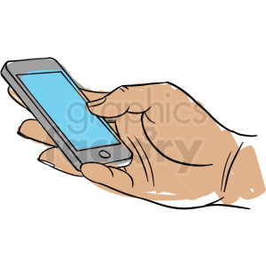 hand holding cell phone clipart.
