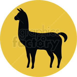 llama silhouette on yellow background clipart.