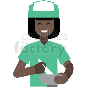 black female baker flat icon vector icon clipart.