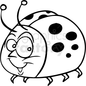 cartoon lady bug black white vector clipart .
