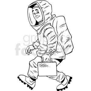 hazmat+suit black+white guy cartoon hazardous virus man cautious sick  coronavirus biological  stay+home