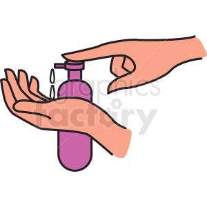 putting soap on hand vector clipart .