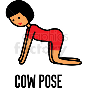 girl doing yoga cow pose vector clipart .
