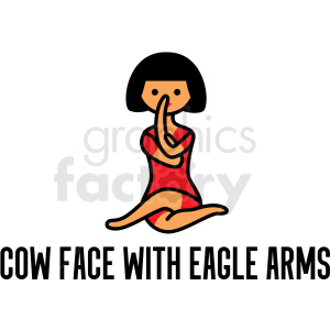 clipart - girl doing yoga cow face with eagle arms pose vector clipart.