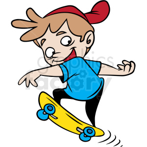 cartoon child skateboarding vector clipart. Royalty-free icon # 412851