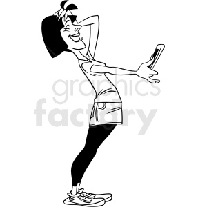 black and white woman laughing at social media vector clipart .