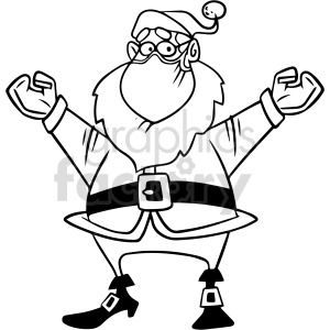clipart - black and white Christmas Santa wearing mask vector clipart.