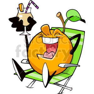 cartoon orange sitting in lounge chair clipart .