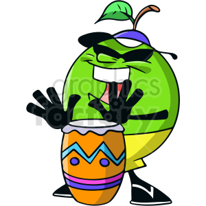 clipart - coconut playing drums clipart.
