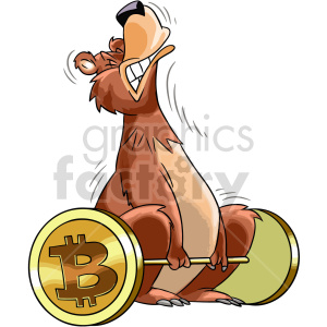cartoon bitcoin bear vector clipart .