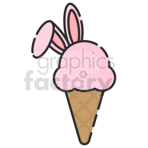 bunny ears ice cream cone vector clipart .