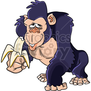 cartoon ape eating banana clipart .