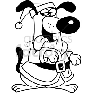 black and white cartoon Santa dog clipart clipart. Royalty-free image # 416940