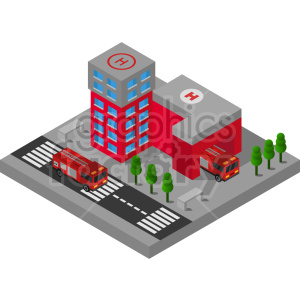 isometric buildings fire+station