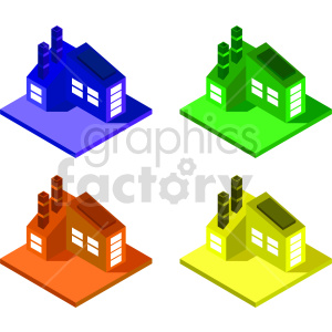 isometric colorful factory bundle vector graphic clipart.