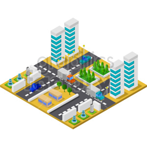 city isometric vector graphic clipart.