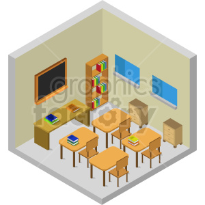 isometric buildings school classroom