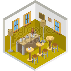 cafe isometric vector graphic clipart.