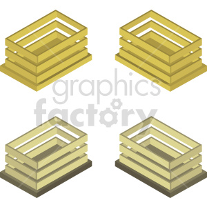 wooden crates isometric vector graphic bundle clipart.
