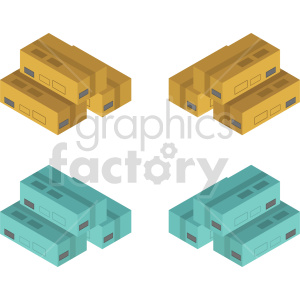 boxes isometric vector graphic bundle clipart.