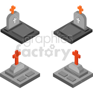 clipart - graveyard isometric vector graphic.