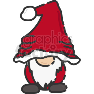little gnome with large red snata hat clipart .