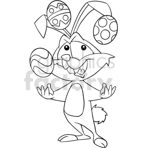 black and white easter bunny juggling eggs clipart clipart. Royalty-free image # 417655
