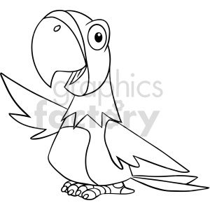 black and white cartoon parrot clipart #417725 at Graphics Factory.