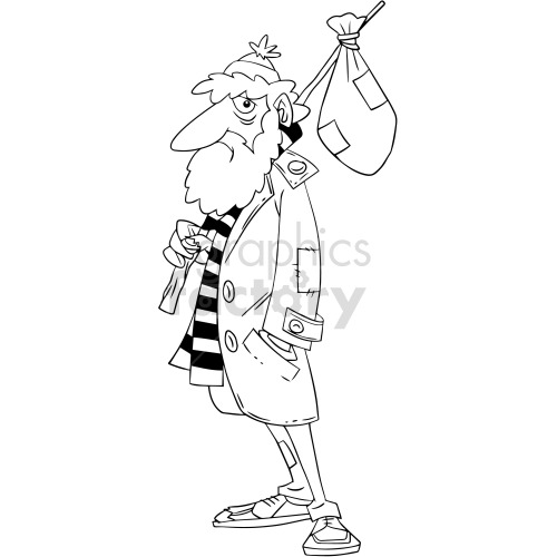 black and white cartoon poor guy clipart .