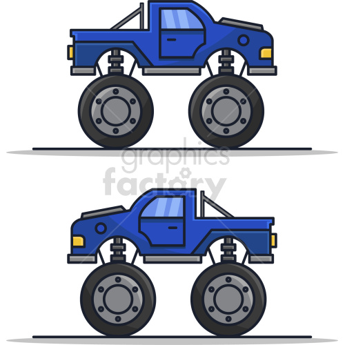 blue monster truck vector graphic clipart.