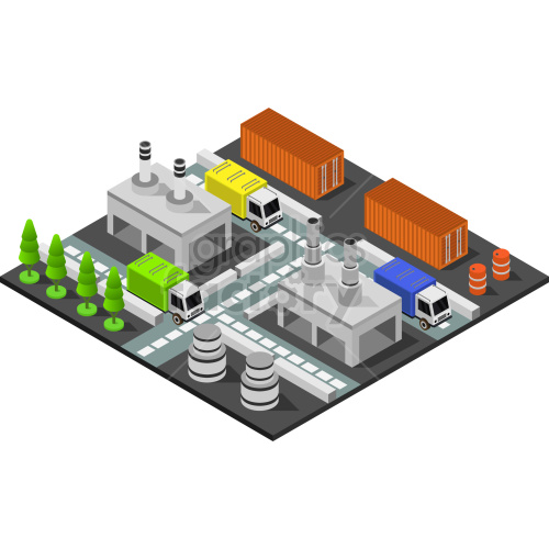 isometric factory graphic clipart.
