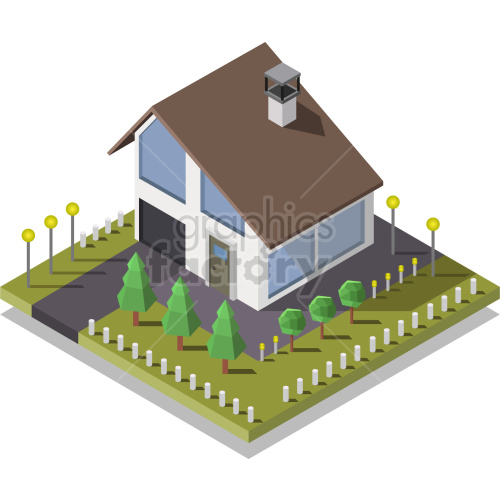isometric white house vector clipart