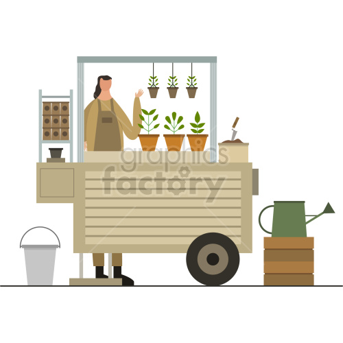 business market merchant cart shop vendor illustration