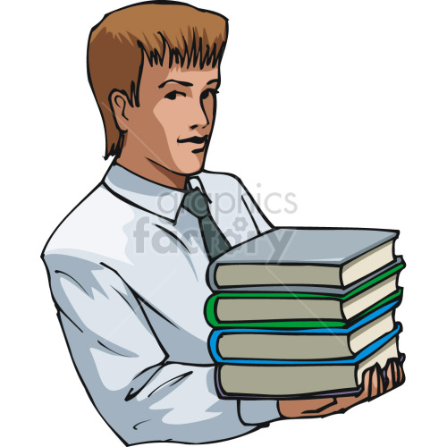 guy holding stack of books clipart. Commercial use image # 418493