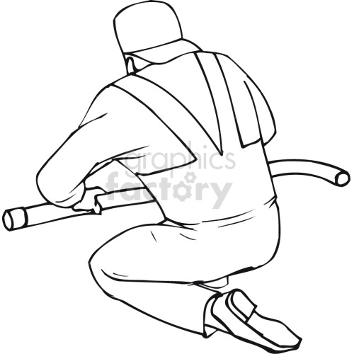 plumber working on pipes black white clipart. Royalty-free image # 418561