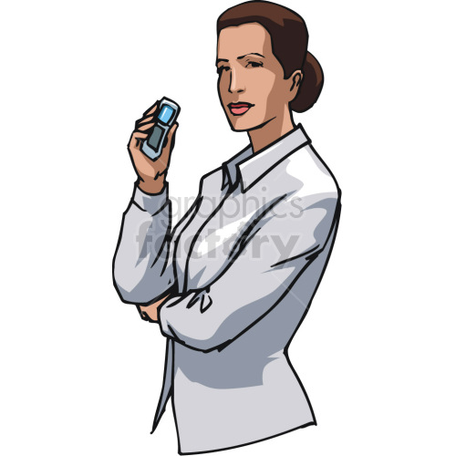 female holding cell phone clipart.