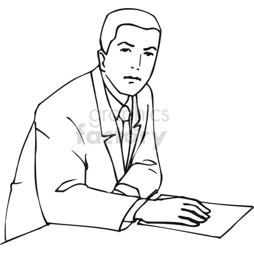 lawyer reviewing document black white clipart. Royalty-free image # 418693