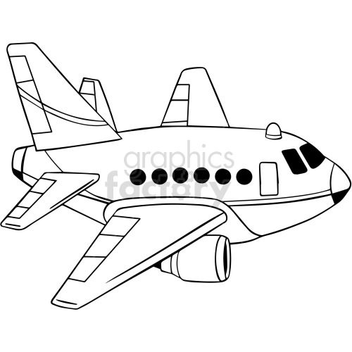 black and white cartoon airplane clipart .