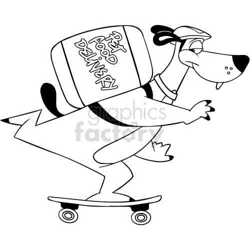 black and white cartoon bear delivering pet food clipart.