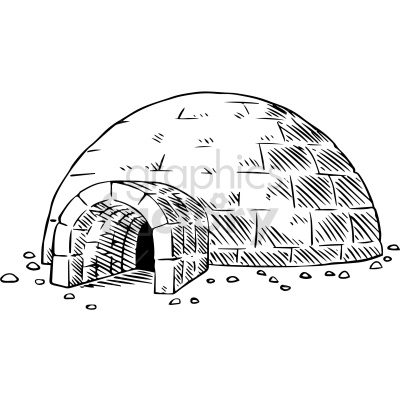 black and white igloo vector clipart