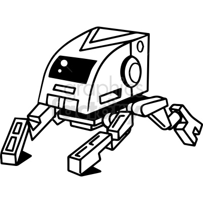 black and white small robot dog clipart