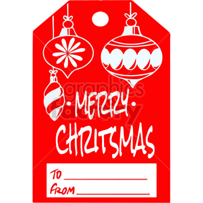 red merry christmas gift tag vector clipart