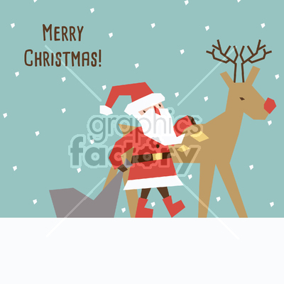 Colorful and abstract illustration of a reindeer and Santa Claus that can be used as greeting card.
