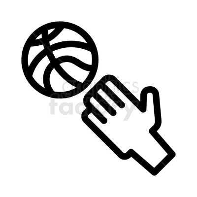 vector graphic of hand passing a basketball icon